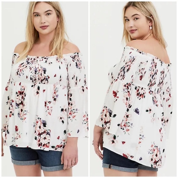 torrid Tops - Torrid Floral Tunic Babydoll Lace Up